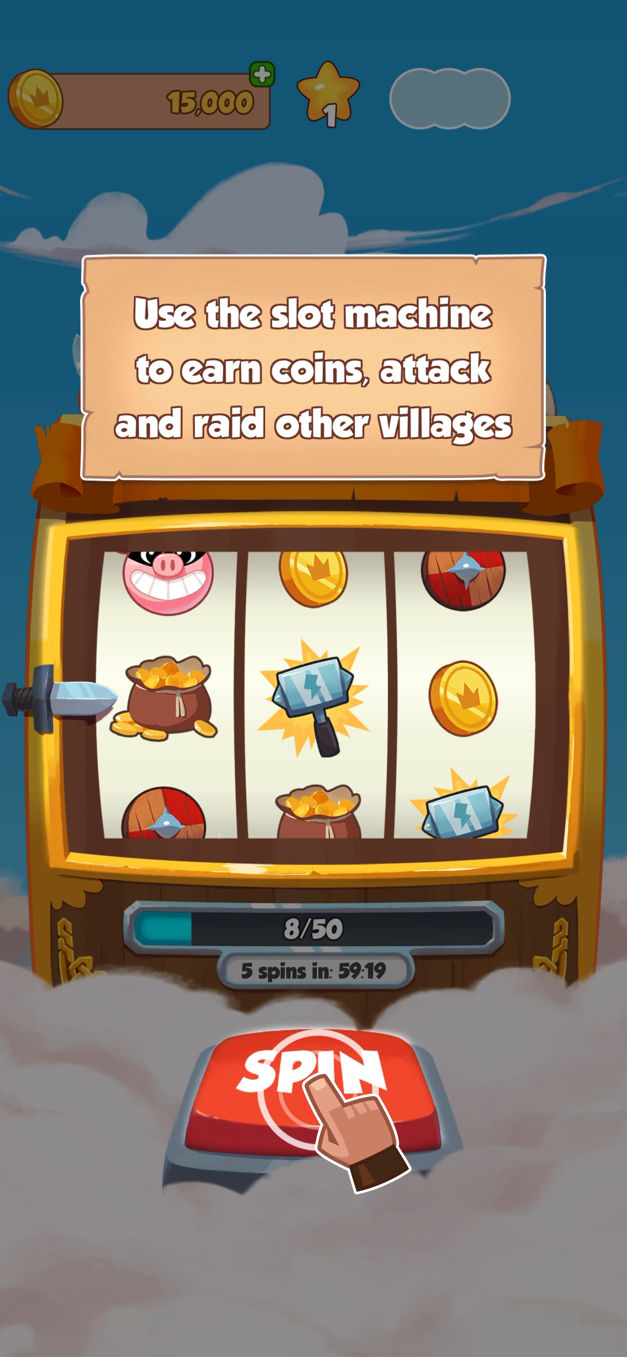The Coin Master slot machine — the core spin mechanic.