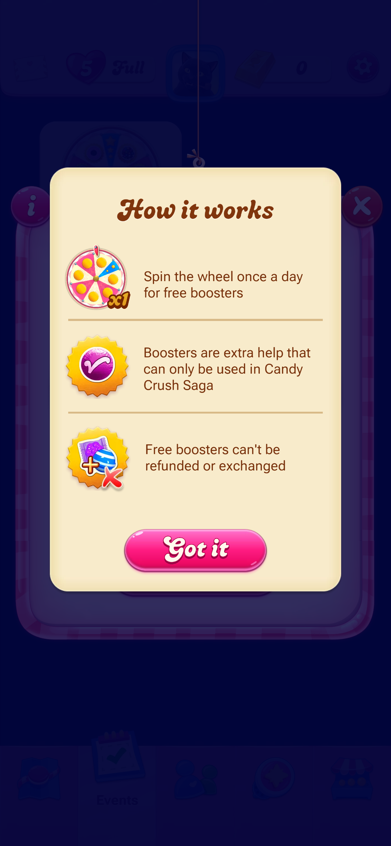 A Candy Crush daily-reward screen.