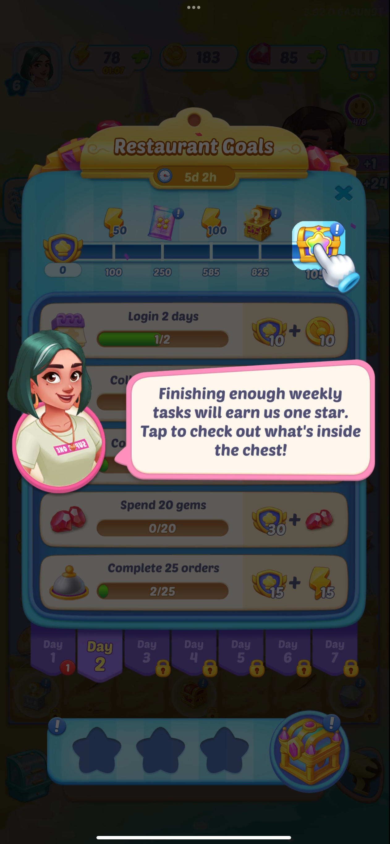 A Gossip Harbor weekly-reward track.