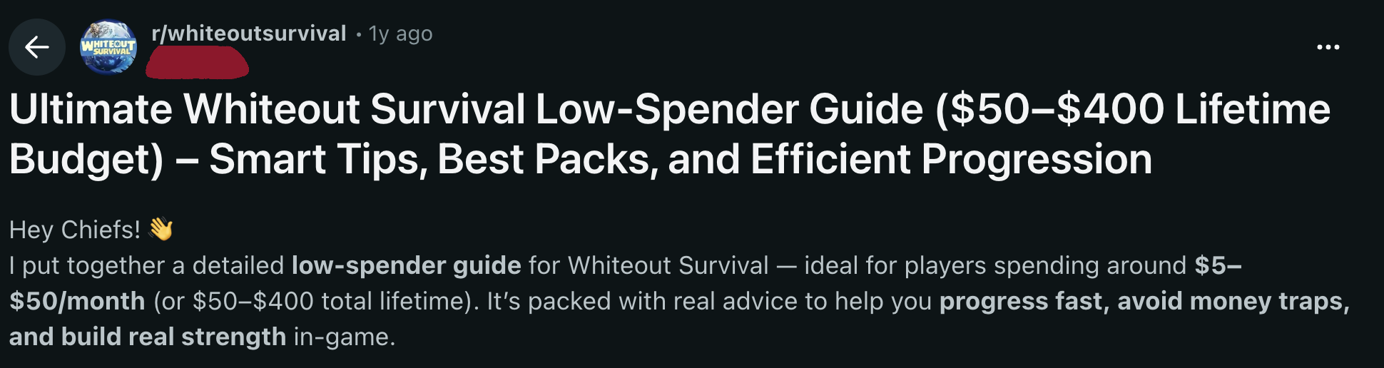 A Reddit post describing a strategy for stretching free-to-play resources.
