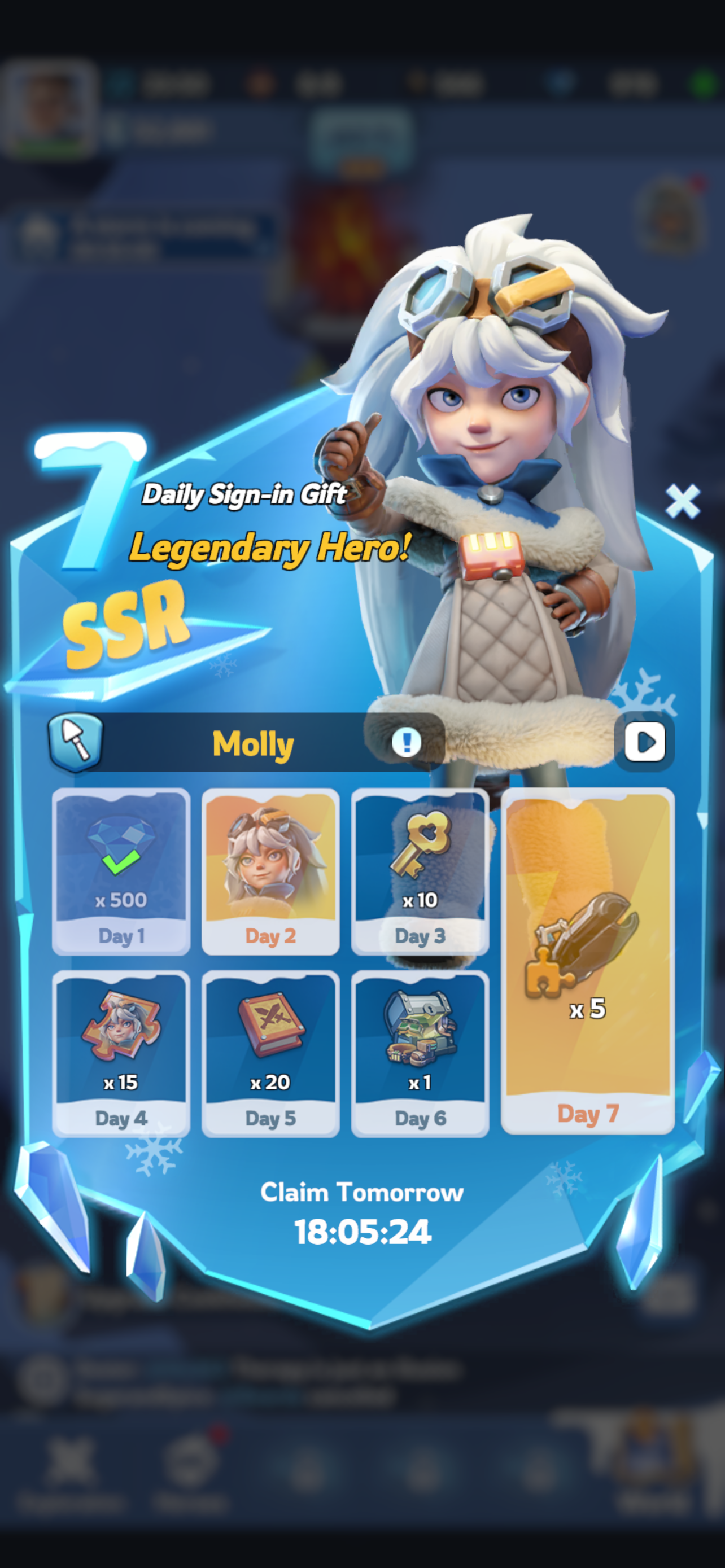 A Whiteout Survival chapter-task screen with completion rewards.